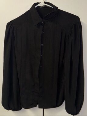 Classic Black Button-Front Women's Blouse